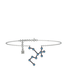 Sagittarius Halhal - Akuamarin 925 ayar siyah rodyum kaplama gümüş bilezik (20 cm gümüş rolo zincir) #1y78t1a