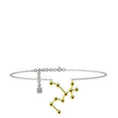 Sagittarius Halhal - Dumanlı kuvars 14 ayar altın bilezik (20 cm beyaz altın rolo zincir) #3094hv