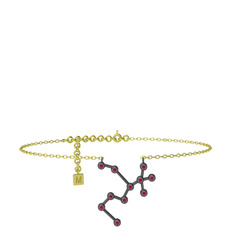 Sagittarius Halhal - Rodolit garnet 925 ayar siyah rodyum kaplama gümüş bilezik (20 cm gümüş rolo zincir) #5e1pu4