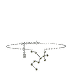 Sagittarius Halhal - Peridot 18 ayar beyaz altın bilezik (20 cm gümüş rolo zincir) #5q0jnb
