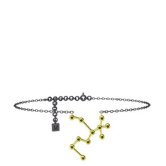 Sagittarius Halhal - Peridot 18 ayar altın bilezik (20 cm gümüş rolo zincir) #69o4wn