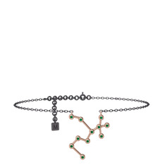 Sagittarius Halhal - Yeşil kuvars 925 ayar rose altın kaplama gümüş bilezik (20 cm gümüş rolo zincir) #9jwffd