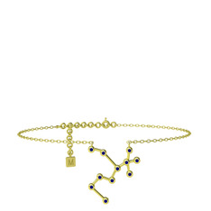 Sagittarius Halhal - Lab safir 925 ayar altın kaplama gümüş bilezik (20 cm gümüş rolo zincir) #bgyi47