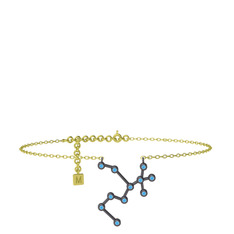 Sagittarius Halhal - Akuamarin 925 ayar siyah rodyum kaplama gümüş bilezik (20 cm altın rolo zincir) #c0ev0j