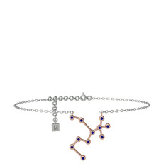 Lab safir 14 ayar rose altın bilezik (20 cm beyaz altın rolo zincir)