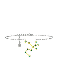 Sagittarius Halhal - Yeşil kuvars 925 ayar altın kaplama gümüş bilezik (20 cm beyaz altın rolo zincir) #gbuhwa
