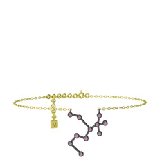 Sagittarius Halhal - Pembe kuvars 925 ayar siyah rodyum kaplama gümüş bilezik (20 cm altın rolo zincir) #h6968l