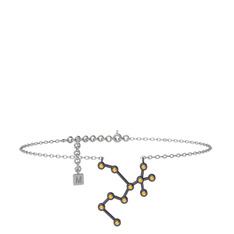 Sagittarius Halhal - Sitrin 925 ayar siyah rodyum kaplama gümüş bilezik (20 cm beyaz altın rolo zincir) #hizgmn