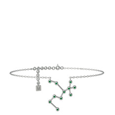 Sagittarius Halhal - Yeşil kuvars 8 ayar beyaz altın bilezik (20 cm gümüş rolo zincir) #jtddin
