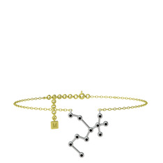 Sagittarius Halhal - Siyah zirkon 18 ayar beyaz altın bilezik (20 cm altın rolo zincir) #k6xejy