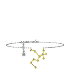 Sagittarius Halhal - Beyaz zirkon 8 ayar altın bilezik (20 cm beyaz altın rolo zincir) #n0de44