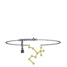 Sagittarius Halhal - Swarovski 14 ayar altın bilezik (20 cm gümüş rolo zincir) #o4te27