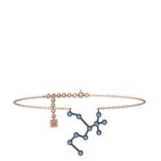 Akuamarin 925 ayar siyah rodyum kaplama gümüş bilezik (20 cm rose altın rolo zincir)