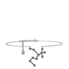 Sagittarius Halhal - Swarovski 925 ayar siyah rodyum kaplama gümüş bilezik (20 cm beyaz altın rolo zincir) #rfs7xj
