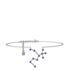 Sagittarius Halhal - Lab safir 925 ayar gümüş bilezik (20 cm beyaz altın rolo zincir) #rle7ux