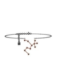 Sagittarius Halhal - Siyah zirkon 925 ayar rose altın kaplama gümüş bilezik (20 cm gümüş rolo zincir) #z6yuiu