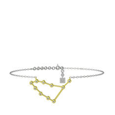 Capricorn Halhal - Swarovski 925 ayar altın kaplama gümüş bilezik (20 cm gümüş rolo zincir) #11gdpo8