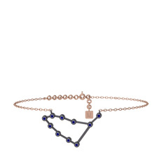 Capricorn Halhal - Lab safir 925 ayar siyah rodyum kaplama gümüş bilezik (20 cm rose altın rolo zincir) #11xtarw