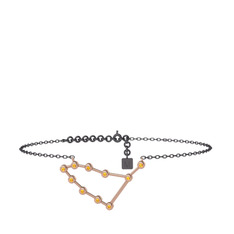 Capricorn Halhal - Sitrin 925 ayar rose altın kaplama gümüş bilezik (20 cm gümüş rolo zincir) #11yl5ro