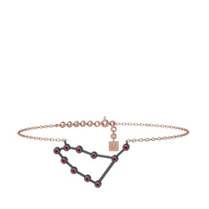 Capricorn Halhal - Garnet 925 ayar siyah rodyum kaplama gümüş bilezik (20 cm rose altın rolo zincir) #12kg9b5