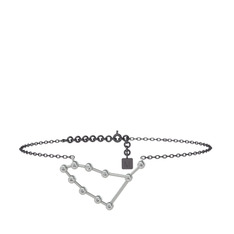 Capricorn Halhal - Swarovski 8 ayar beyaz altın bilezik (20 cm gümüş rolo zincir) #14wcee9