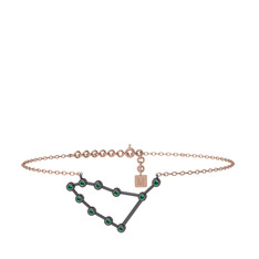 Capricorn Halhal - Yeşil kuvars 925 ayar siyah rodyum kaplama gümüş bilezik (20 cm rose altın rolo zincir) #15mnlfx