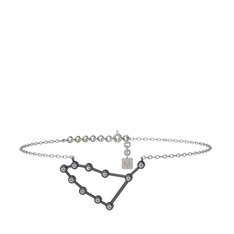 Capricorn Halhal - Beyaz zirkon 925 ayar siyah rodyum kaplama gümüş bilezik (20 cm beyaz altın rolo zincir) #185su8l