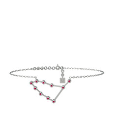 Capricorn Halhal - Rodolit garnet 925 ayar gümüş bilezik (20 cm gümüş rolo zincir) #18azg67