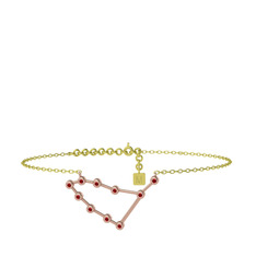 Garnet 18 ayar rose altın bilezik (20 cm gümüş rolo zincir)