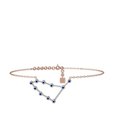 Lab safir 925 ayar gümüş bilezik (20 cm rose altın rolo zincir)