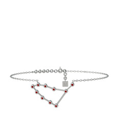 Capricorn Halhal - Garnet 18 ayar beyaz altın bilezik (20 cm beyaz altın rolo zincir) #1f6c11m