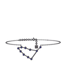 Capricorn Halhal - Lab safir 925 ayar siyah rodyum kaplama gümüş bilezik (20 cm gümüş rolo zincir) #1hfgbo2