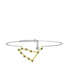 Capricorn Halhal - Siyah zirkon 925 ayar altın kaplama gümüş bilezik (20 cm beyaz altın rolo zincir) #1jztlvv