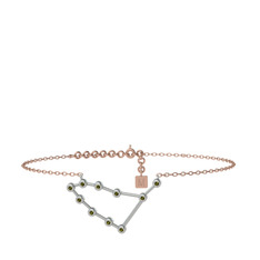 Peridot 925 ayar gümüş bilezik (20 cm rose altın rolo zincir)