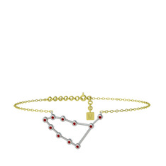 Capricorn Halhal - Garnet 925 ayar gümüş bilezik (20 cm altın rolo zincir) #1o6imjp