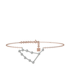 Capricorn Halhal - Swarovski 8 ayar beyaz altın bilezik (20 cm rose altın rolo zincir) #1oug30f