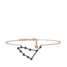 Capricorn Halhal - Dumanlı kuvars 925 ayar siyah rodyum kaplama gümüş bilezik (20 cm gümüş rolo zincir) #1ryogg5