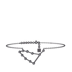 Capricorn Halhal - Pırlanta 925 ayar siyah rodyum kaplama gümüş bilezik (0.11 karat, 20 cm gümüş rolo zincir) #1s3ynb4