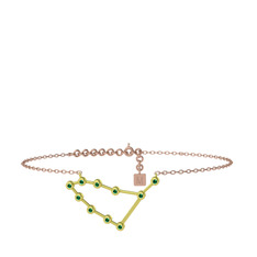 Capricorn Halhal - Yeşil kuvars 8 ayar altın bilezik (20 cm gümüş rolo zincir) #1sf9oht