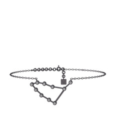 Swarovski 925 ayar siyah rodyum kaplama gümüş bilezik (20 cm gümüş rolo zincir)