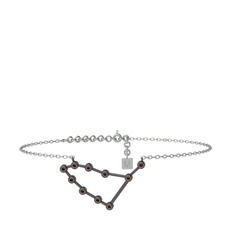 Capricorn Halhal - Dumanlı kuvars 925 ayar siyah rodyum kaplama gümüş bilezik (20 cm gümüş rolo zincir) #2d9krt