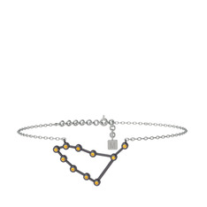 Sitrin 925 ayar siyah rodyum kaplama gümüş bilezik (20 cm beyaz altın rolo zincir)