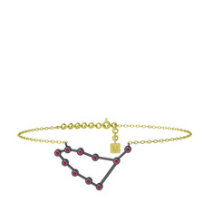 Capricorn Halhal - Rodolit garnet 925 ayar siyah rodyum kaplama gümüş bilezik (20 cm altın rolo zincir) #85yb9b