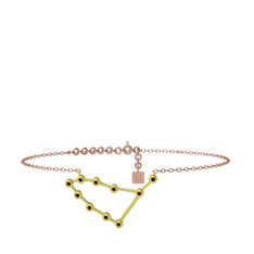 Capricorn Halhal - Dumanlı kuvars 18 ayar altın bilezik (20 cm rose altın rolo zincir) #9sko3l