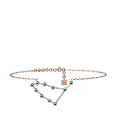Capricorn Halhal - Yeşil kuvars 14 ayar beyaz altın bilezik (20 cm rose altın rolo zincir) #ci0vdx