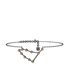 Capricorn Halhal - Sitrin 925 ayar siyah rodyum kaplama gümüş bilezik (20 cm gümüş rolo zincir) #dn5w9o