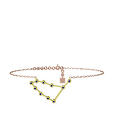 Capricorn Halhal - Lab safir 14 ayar altın bilezik (20 cm rose altın rolo zincir) #dsd4n8