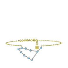 Capricorn Halhal - Akuamarin 14 ayar beyaz altın bilezik (20 cm altın rolo zincir) #hhb3qr