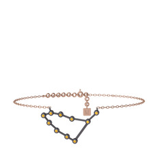 Capricorn Halhal - Sitrin 925 ayar siyah rodyum kaplama gümüş bilezik (20 cm gümüş rolo zincir) #jgyia2