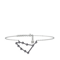 Capricorn Halhal - Pırlanta 925 ayar siyah rodyum kaplama gümüş bilezik (0.11 karat, 20 cm beyaz altın rolo zincir) #jhrjvv